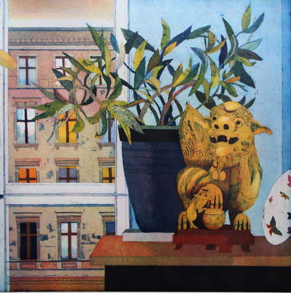 Blick aus dem Fenster / Jutta Votteler / Farbradierung